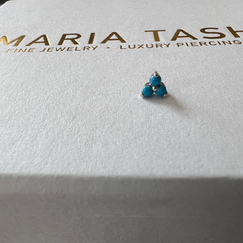 MARIA TASH 3 Ball Trinity Turquoise White 14K Frontal ONLY